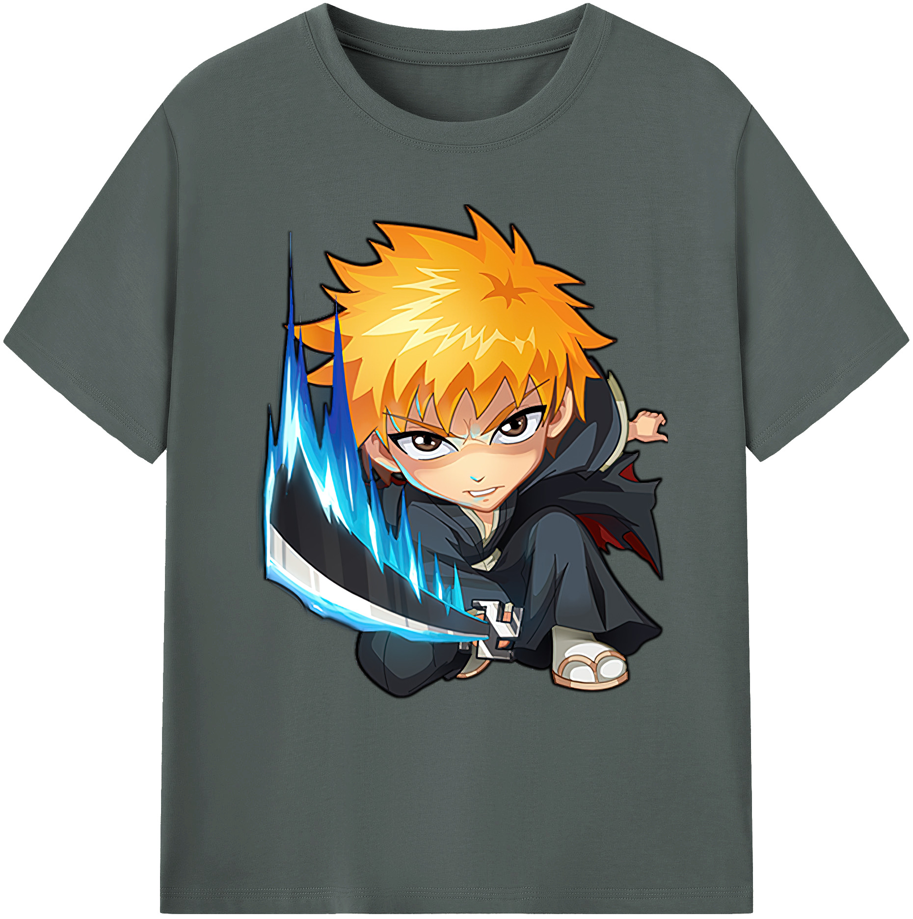 （画像用） ブリーチ 黒崎一護（くろさき いちご）BLEACH Kurosaki Ichigo 綿100％ メンズ半袖Tシャツ｜肌触りやわらか＆通気性